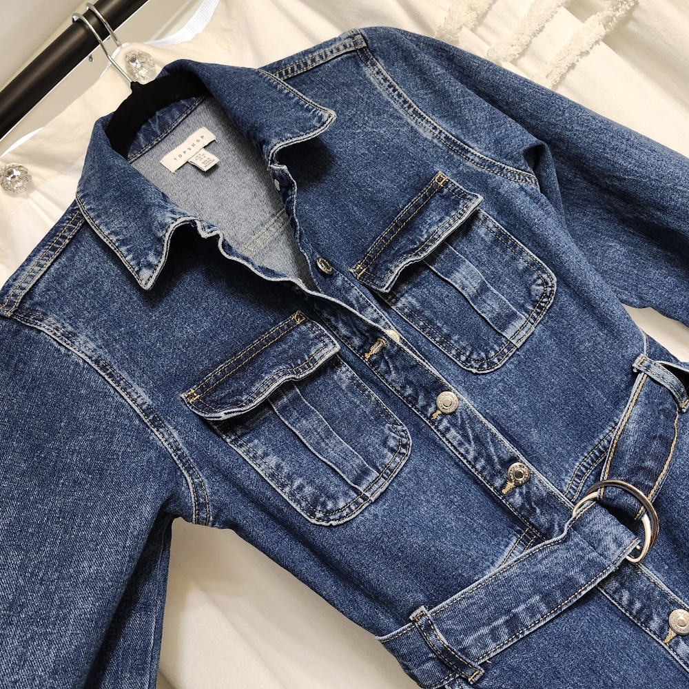 Topshop Blue Denim Jumpsuit. Size 4. Final Price